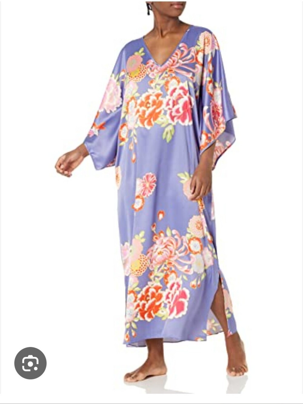 Natori Kiku Floral Satin Caftan